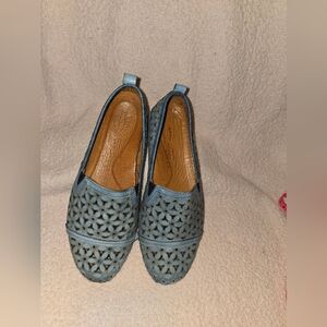Spring Step Light Blue Cut-Out Loafers